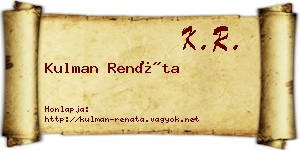 Kulman Renáta névjegykártya
