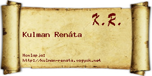 Kulman Renáta névjegykártya
